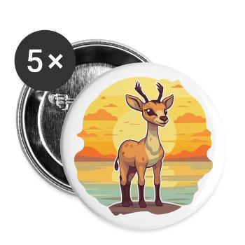 Antilope drôle de dessin animé kawaii plage illustration - Lot de 5 grands badges (56 mm) - blanc - Devant