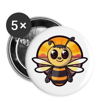 Bee Funny Cartoon Kawaii Beach Illustration - Buttons large 2.2''/56 mm (5-pack) - white - Front