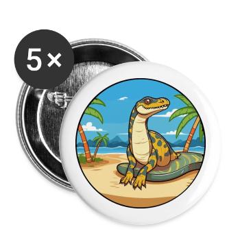 Anaconda Watercolor Cartoon Kawaii Clipart Animal - Buttons large 2.2''/56 mm (5-pack) - white - Front