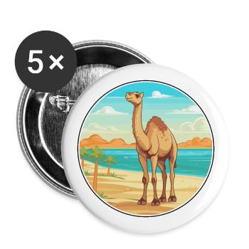 Camel Watercolor Cartoon Kawaii Clipart Animal - Buttons large 2.2''/56 mm (5-pack) - white - Front