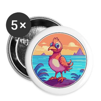 Chicken Watercolor Cartoon Kawaii Clipart Animal - Buttons large 2.2''/56 mm (5-pack) - white - Front