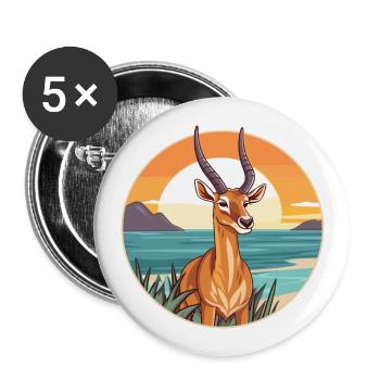 Antilope Aquarell Cartoon Kawaii Clipart Tier - Buttons groß 56 mm (5er Pack) - Weiß - Vorne