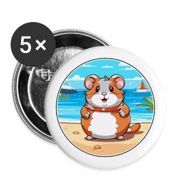 Hamster Aquarell Cartoon Kawaii Clipart Tier - Buttons groß 56 mm (5er Pack) - Weiß - Vorne