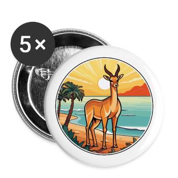 Impala Aquarell Cartoon Kawaii Clipart Tier - Buttons groß 56 mm (5er Pack) - Weiß - Vorne