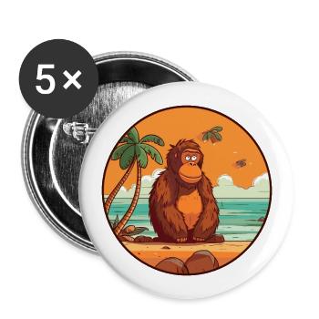 Orang-Utan Aquarell Cartoon Kawaii Clipart Tier - Buttons groß 56 mm (5er Pack) - Weiß - Vorne