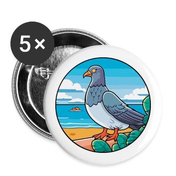 Taube Aquarell Cartoon Kawaii Clipart Tier - Buttons groß 56 mm (5er Pack) - Weiß - Vorne