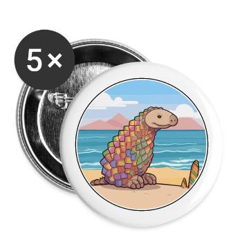 Pangolin Aquarelle Dessin Animé Kawaii Clipart Animal - Lot de 5 grands badges (56 mm) - blanc - Devant