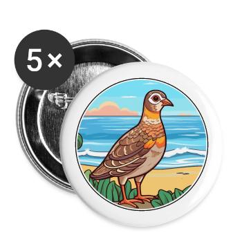 Perdrix aquarelle dessin animé Kawaii Clipart Animal - Lot de 5 grands badges (56 mm) - blanc - Devant