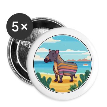 Tapir Watercolor Cartoon Kawaii Clipart Animal - Buttons large 2.2''/56 mm (5-pack) - white - Front