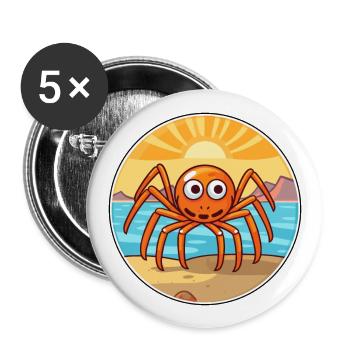 Araignée Aquarelle Dessin Animé Kawaii Clipart Animal - Lot de 5 grands badges (56 mm) - blanc - Devant