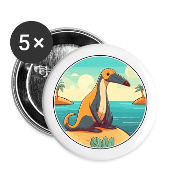 Anteater Watercolor Cartoon Kawaii Clipart Animal - Buttons large 2.2''/56 mm (5-pack) - white - Front