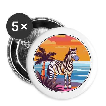 Zebra Watercolor Cartoon Kawaii Clipart Animal - Buttons large 2.2''/56 mm (5-pack) - white - Front