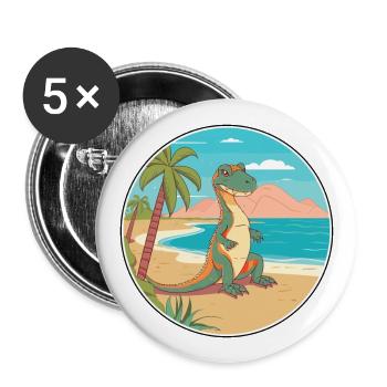 Lizard Watercolor Cartoon Kawaii Clipart Animal - Buttons large 2.2''/56 mm (5-pack) - white - Front