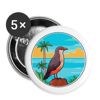 Kuckuck Aquarell Cartoon Kawaii Clipart Tier - Buttons groß 56 mm (5er Pack) - Weiß - Vorne