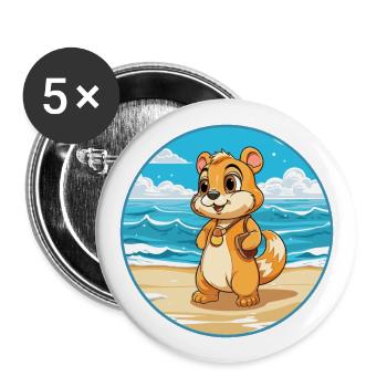 Chipmunk Aquarell Cartoon Kawaii Clipart Tier - Buttons groß 56 mm (5er Pack) - Weiß - Vorne