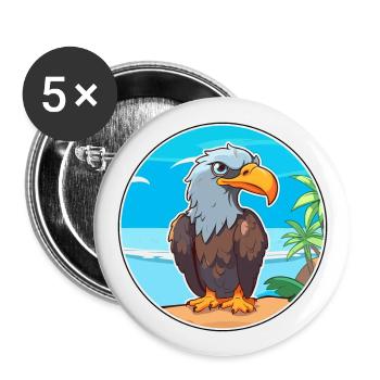 Adler Aquarell Cartoon Kawaii Clipart Tier - Buttons groß 56 mm (5er Pack) - Weiß - Vorne