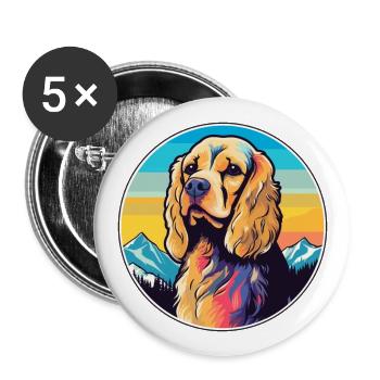 American Cocker Spaniel chien race Cartoon Kawaii W - Lot de 5 grands badges (56 mm) - blanc - Devant