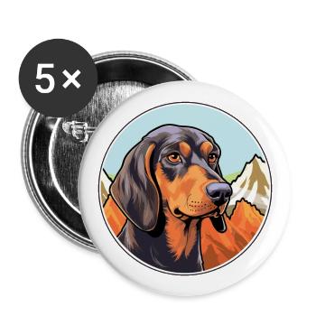 Chien de chasse andalou race de chien dessin animé Kawaii Watercol - Lot de 5 grands badges (56 mm) - blanc - Devant