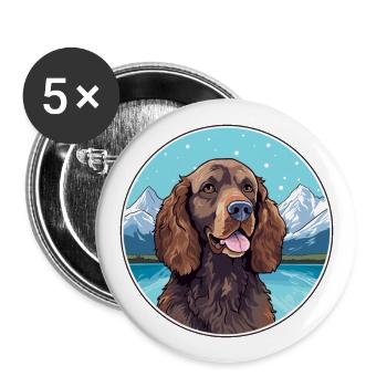American Water Spaniel Hunderasse Cartoon Kawaii Wa - Buttons groß 56 mm (5er Pack) - Weiß - Vorne