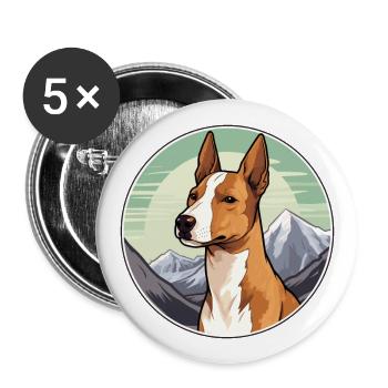 Basenji Dog Breed Cartoon Kawaii Watercolor - Buttons large 2.2''/56 mm (5-pack) - white - Front