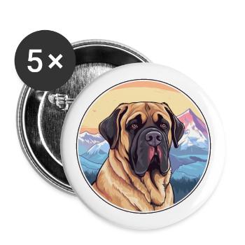 Alpine Mastiff Dog Breed Cartoon Kawaii Watercolor - Buttons large 2.2''/56 mm (5-pack) - white - Front