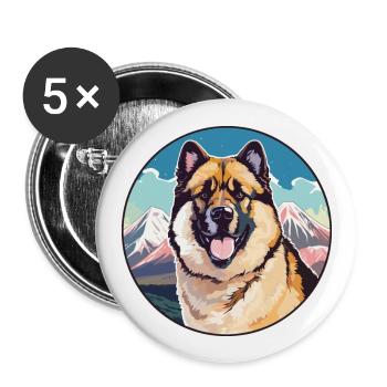American Akita Hunderasse Cartoon Kawaii Aquarell - Buttons groß 56 mm (5er Pack) - Weiß - Vorne