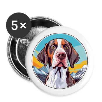 Ariege Pointer Hund Rasse Cartoon Kawaii Aquarell - Buttons groß 56 mm (5er Pack) - Weiß - Vorne