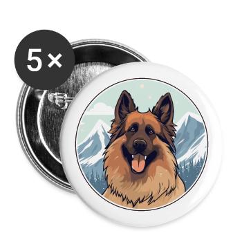 Belgian Shepherd Dog Breed Cartoon Kawaii Watercol - Buttons large 2.2''/56 mm (5-pack) - white - Front