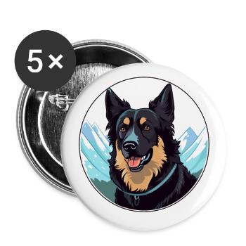 Belge Groenendael Chien Race Cartoon Kawaii Eau - Lot de 5 grands badges (56 mm) - blanc - Devant