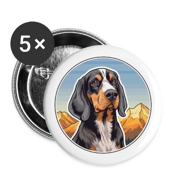 Bluetick Coonhound Dog Breed Cartoon Kawaii Waterc - Buttons large 2.2''/56 mm (5-pack) - white - Front
