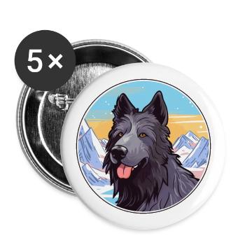 Chien de berger belge race de chien Cartoon Kawaii Watercol - Lot de 5 grands badges (56 mm) - blanc - Devant