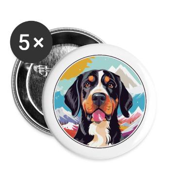 Braque Francais Dog Breed Cartoon Kawaii Watercolo - Buttons large 2.2''/56 mm (5-pack) - white - Front
