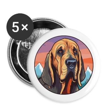 Bluthund Hunderasse Cartoon Kawaii Aquarell - Buttons groß 56 mm (5er Pack) - Weiß - Vorne