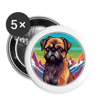 Brussels Griffon Dog Breed Cartoon Kawaii Watercol - Buttons large 2.2''/56 mm (5-pack) - white - Front
