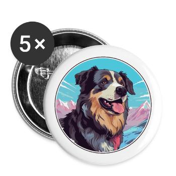 Bucovine Chien de berger race Cartoon Kawaii Waterco - Lot de 5 grands badges (56 mm) - blanc - Devant