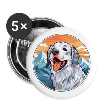 Cao De Gado Transmontano Hunderasse Cartoon Kawaii - Buttons groß 56 mm (5er Pack) - Weiß - Vorne