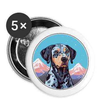 Catahoula léopard chien race dessin animé kawaii waterco - Lot de 5 grands badges (56 mm) - blanc - Devant