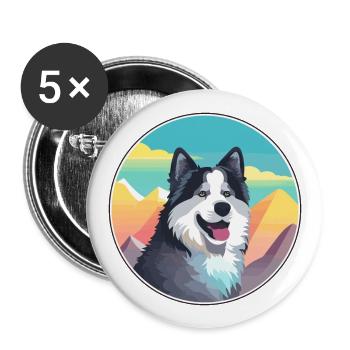 Cao Da Serra De Aires Hunderasse Cartoon Kawaii Wat - Buttons groß 56 mm (5er Pack) - Weiß - Vorne