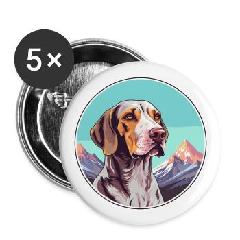 Burgos Pointer chien race dessin animé Kawaii aquarelle - Lot de 5 grands badges (56 mm) - blanc - Devant