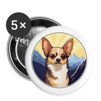 Chihuahua Dog Breed Cartoon Kawaii Watercolor - Buttons large 2.2''/56 mm (5-pack) - white - Front