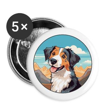 Cimarron Uruguayo Dog Breed Cartoon Kawaii Waterco - Buttons large 2.2''/56 mm (5-pack) - white - Front