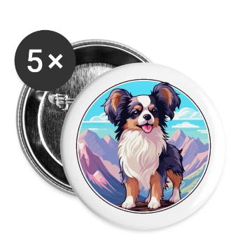 Continental Spielzeug Spaniel Hunderasse Cartoon Kawaii W - Buttons groß 56 mm (5er Pack) - Weiß - Vorne