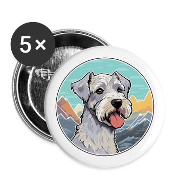 Cesky Terrier Hunderasse Cartoon Kawaii Aquarell - Buttons groß 56 mm (5er Pack) - Weiß - Vorne