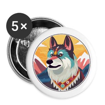 Chinese Imperial Dog Breed Cartoon Kawaii Watercol - Buttons large 2.2''/56 mm (5-pack) - white - Front