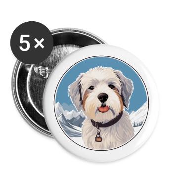 Dandie Dinmont Terrier Dog Breed Cartoon Kawaii Wa - Buttons large 2.2''/56 mm (5-pack) - white - Front