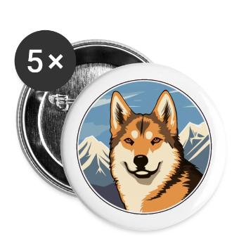 Dingo Hunderasse Karikatur Kawaii Aquarell - Buttons groß 56 mm (5er Pack) - Weiß - Vorne