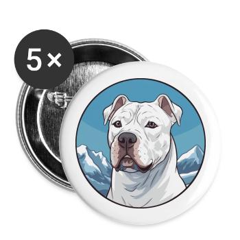 Dogue Argentino chien race Cartoon Kawaii aquarelle - Lot de 5 grands badges (56 mm) - blanc - Devant