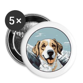 Drever chien race dessin animé Kawaii aquarelle - Lot de 5 grands badges (56 mm) - blanc - Devant