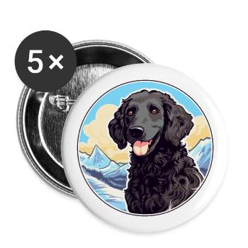 Lockige beschichtete Retriever-Hunderasse Karikatur Kawaii Wa - Buttons groß 56 mm (5er Pack) - Weiß - Vorne