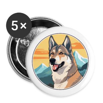 Tchécoslovaque chien-loup chien race dessin animé Kawaii W - Lot de 5 grands badges (56 mm) - blanc - Devant